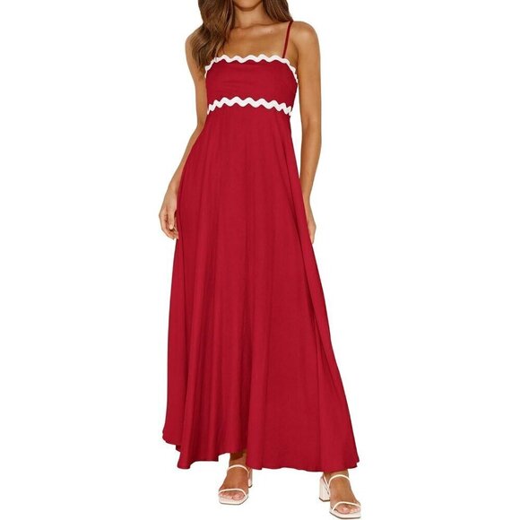 Prettygarden Dresses & Skirts - ✨ Prettygarden Maxi Dresses Women Red Spaghetti Strap Long Flowy Beach Sundress